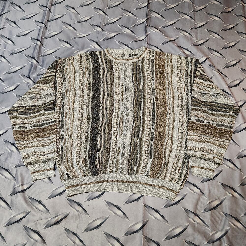 VTG Coogi-Style Sweater Textured Knit Grandpa Cosby Size XL/2XL